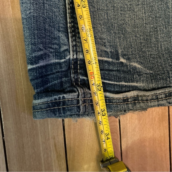 vtg Y2K Foxy Jeans Flaired Leg acid washed size 9 whiskers butons boho style - Picture 6 of 9